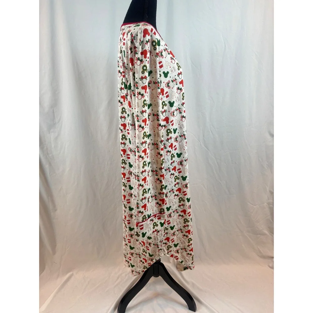 Mickey Minnie Mouse Holiday‎ Christmas Nightgown Long Sleeve White Red 2XL